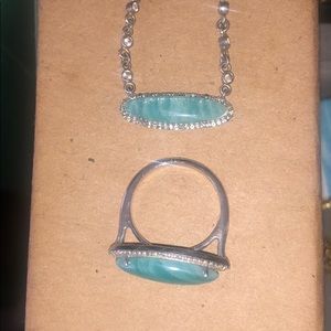 Matching turquoise stone necklace & ring
